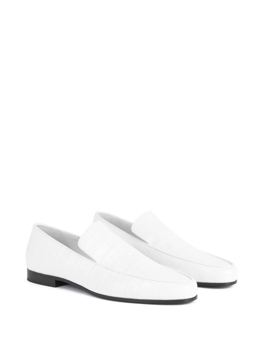 Toteme White Croc-Embossed Slip-On Loafers Size 38